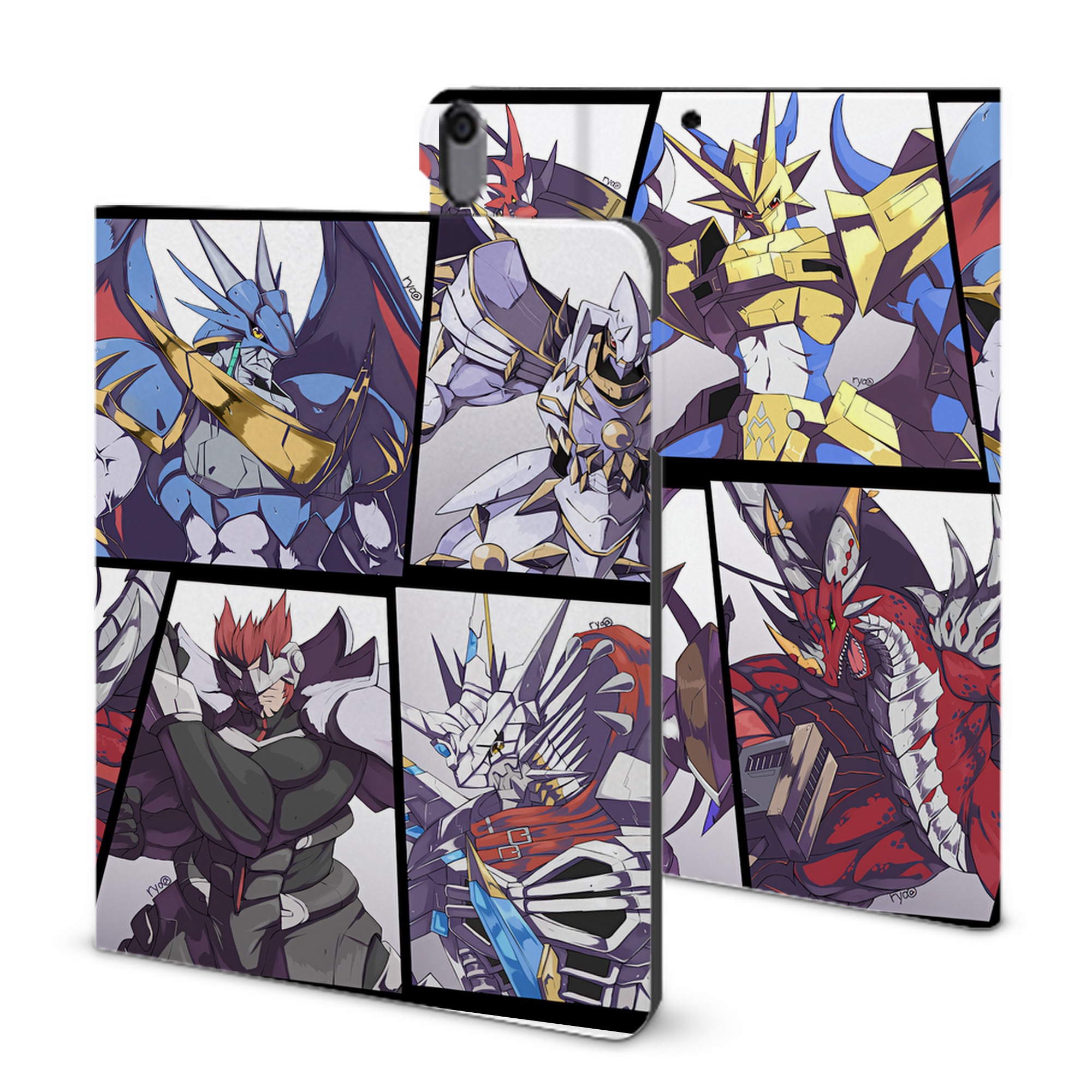 （画像用） Digimon デジタルモンスター/デジモン IPad ケース ブック型 PUレザー TPU 耐衝撃 軽量 薄型 ペン収納なし 全面保護 IPad 各モデル対応